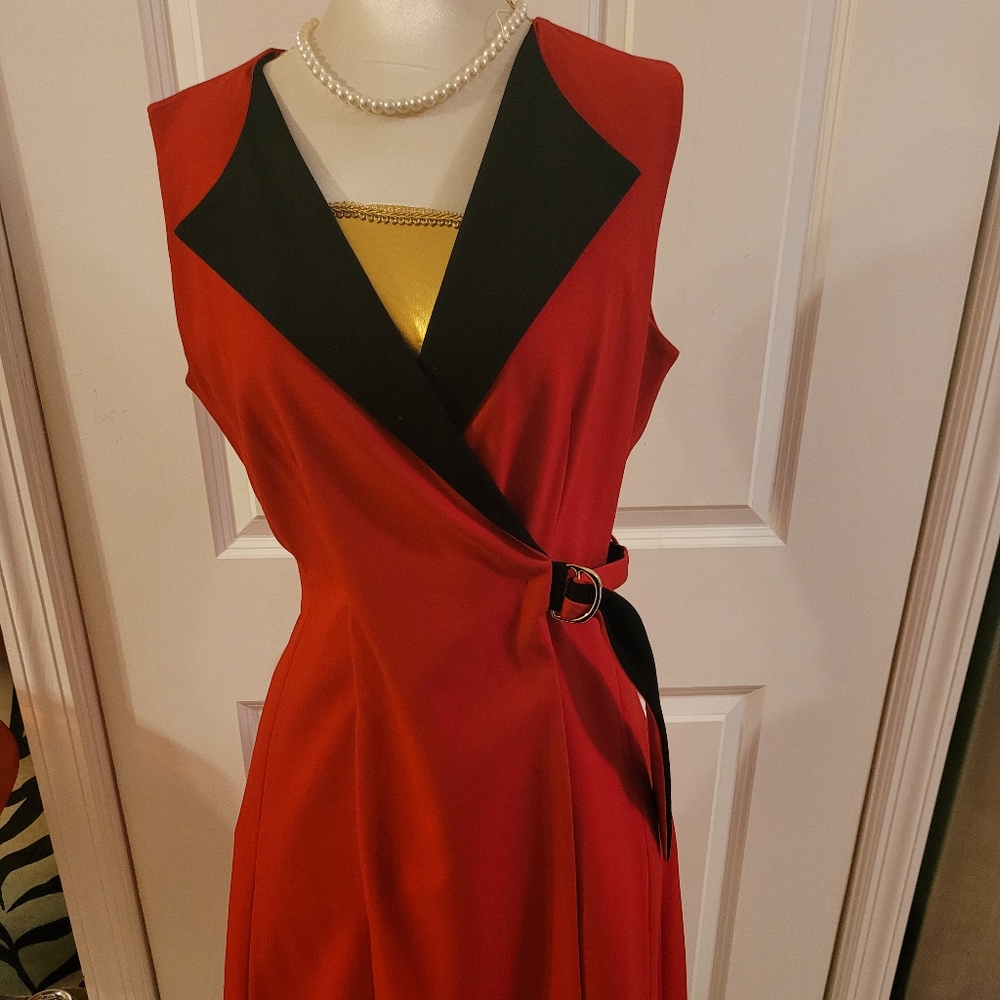 Calvin Klein Red Midi Wrap Dress